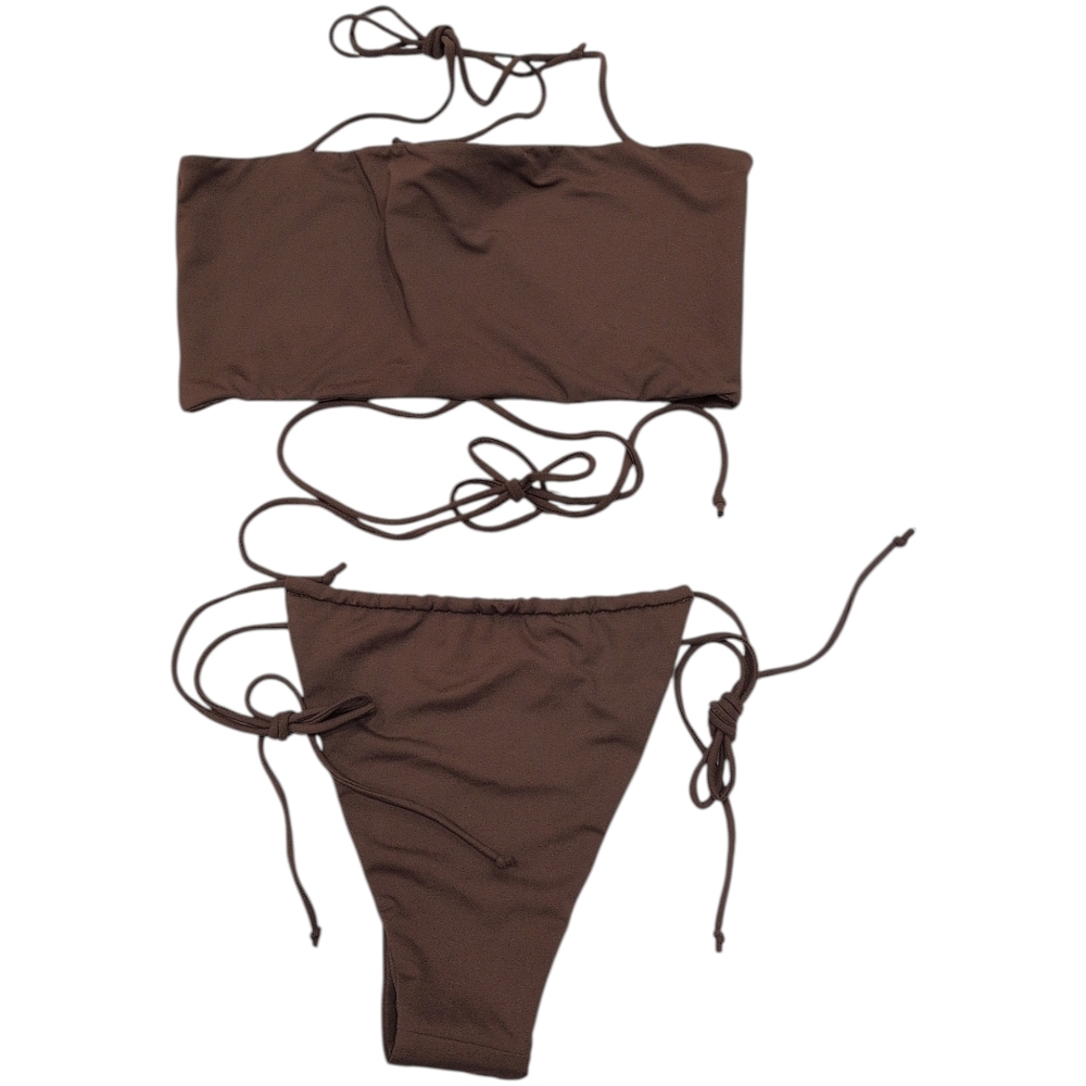 NWT Riot Swim Two Piece Bikini Ila Top And Bixi Bottom Medium Chocolate
